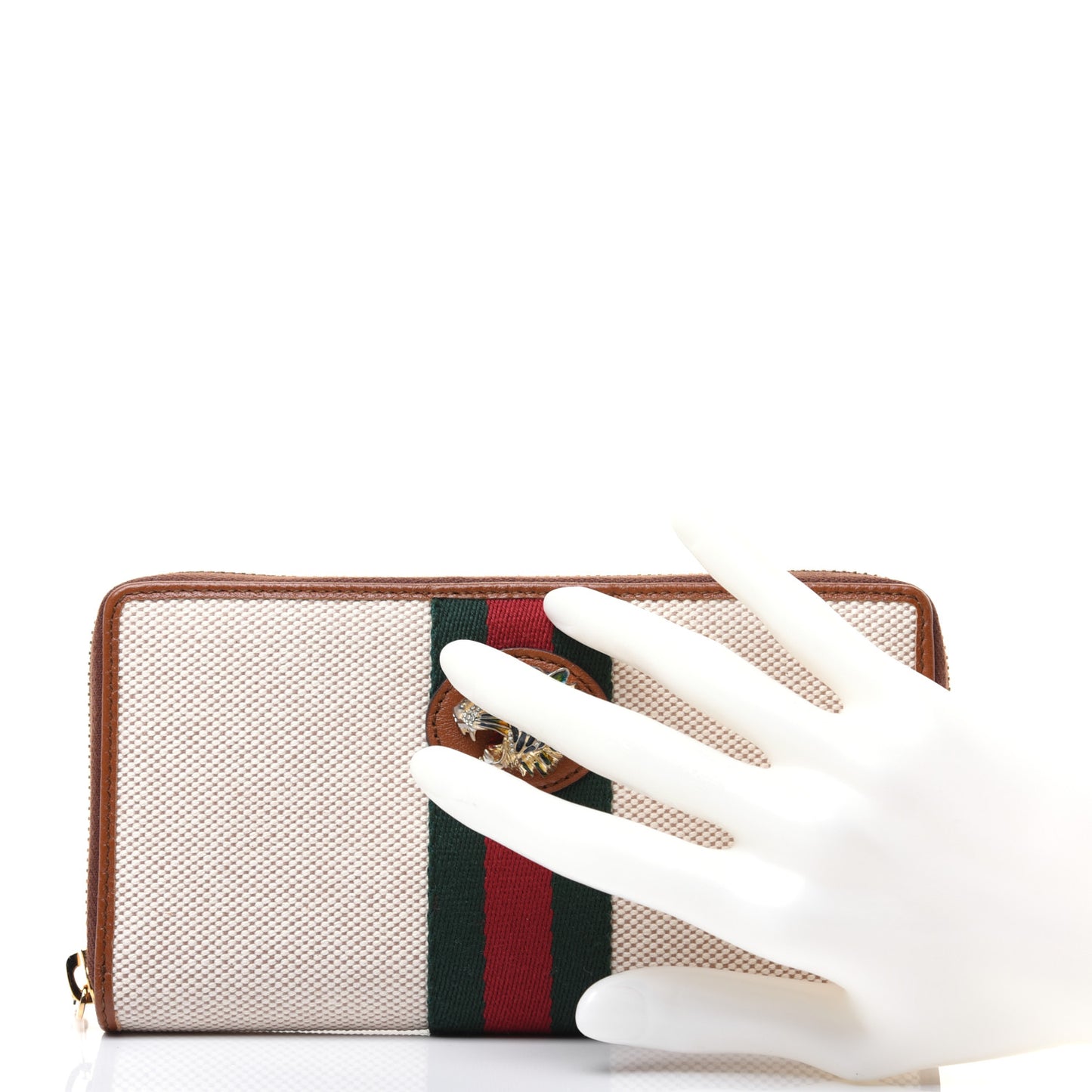 Vintage Canvas Calfskin Rajah Zip Around Wallet Sand Light Cuir