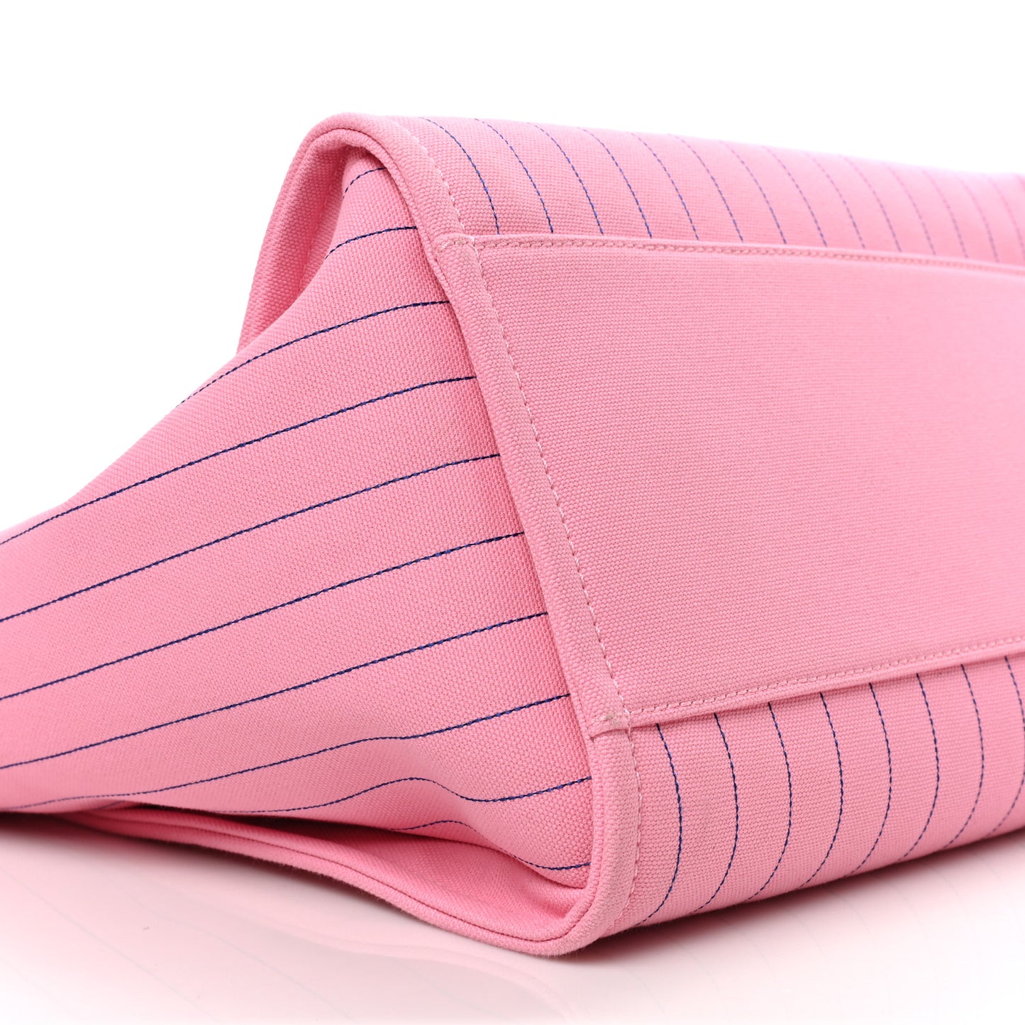 Canvas Calfskin Striped Large Deauville Tote Pink Blue