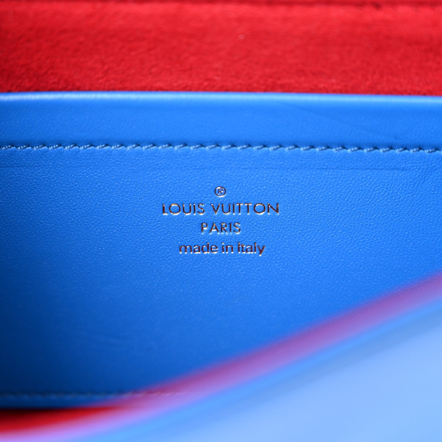 Lambskin Embossed Monogram Vuittamins Pochette Coussin Blue Red