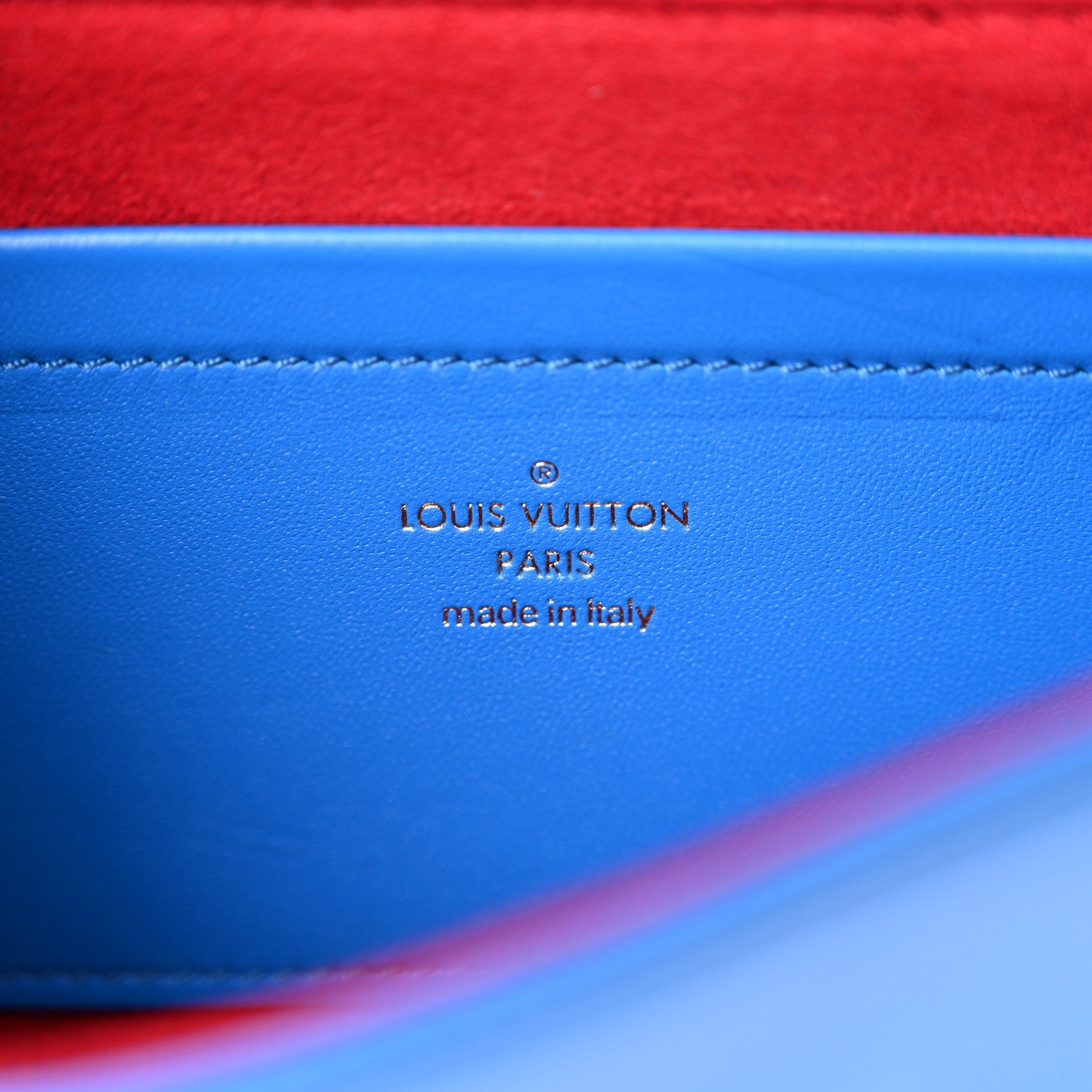 Louis Vuitton Lambskin Embossed Monogram Vuittamins Pochette Coussin Blue Red 6 of 11