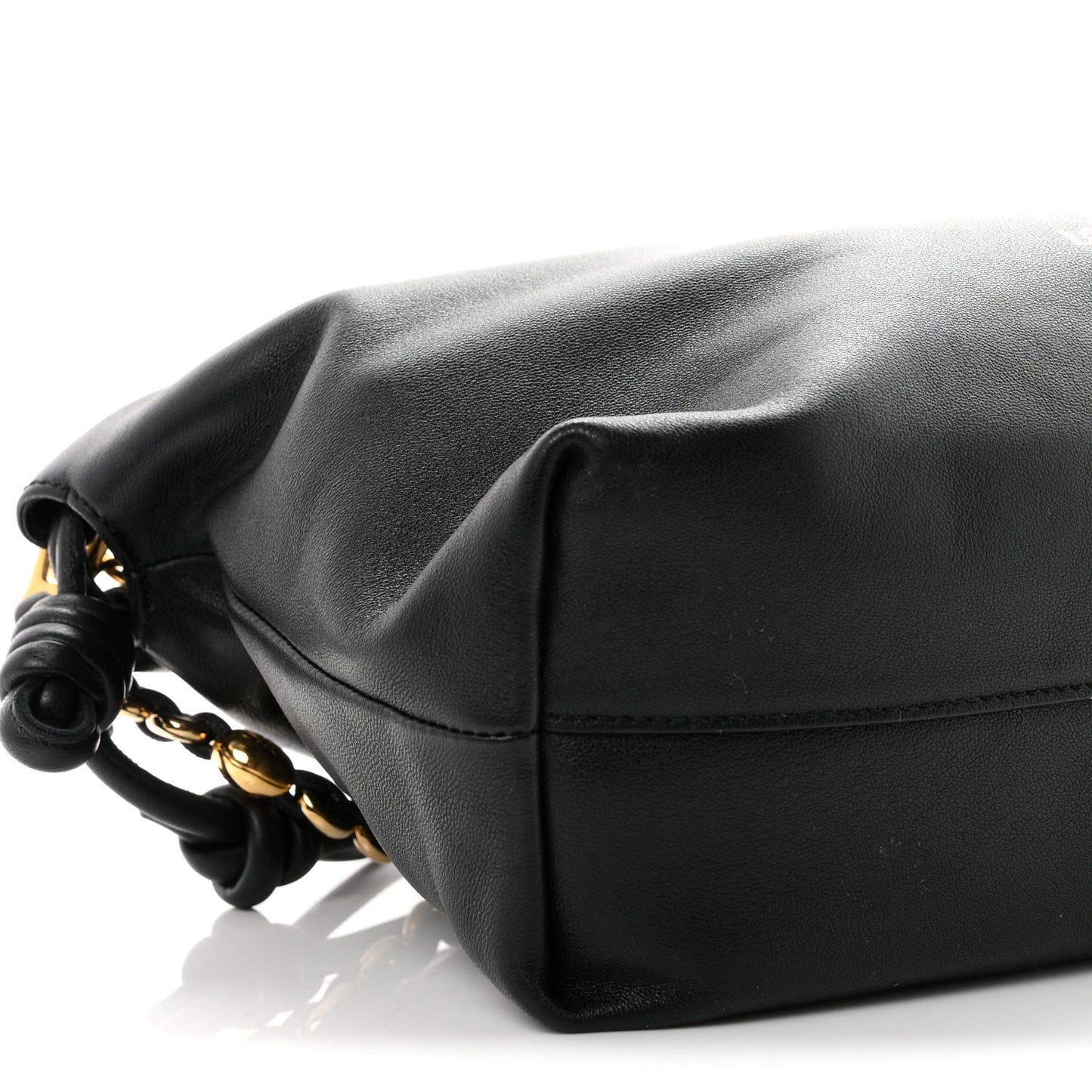 Mellow Nappa Medium Donut Chain Flamenco Knot Clutch Black