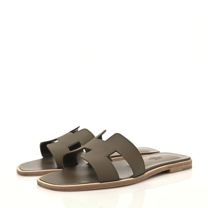 Hermes Epsom Oran Sandals 37 Etoupe 3 of 9