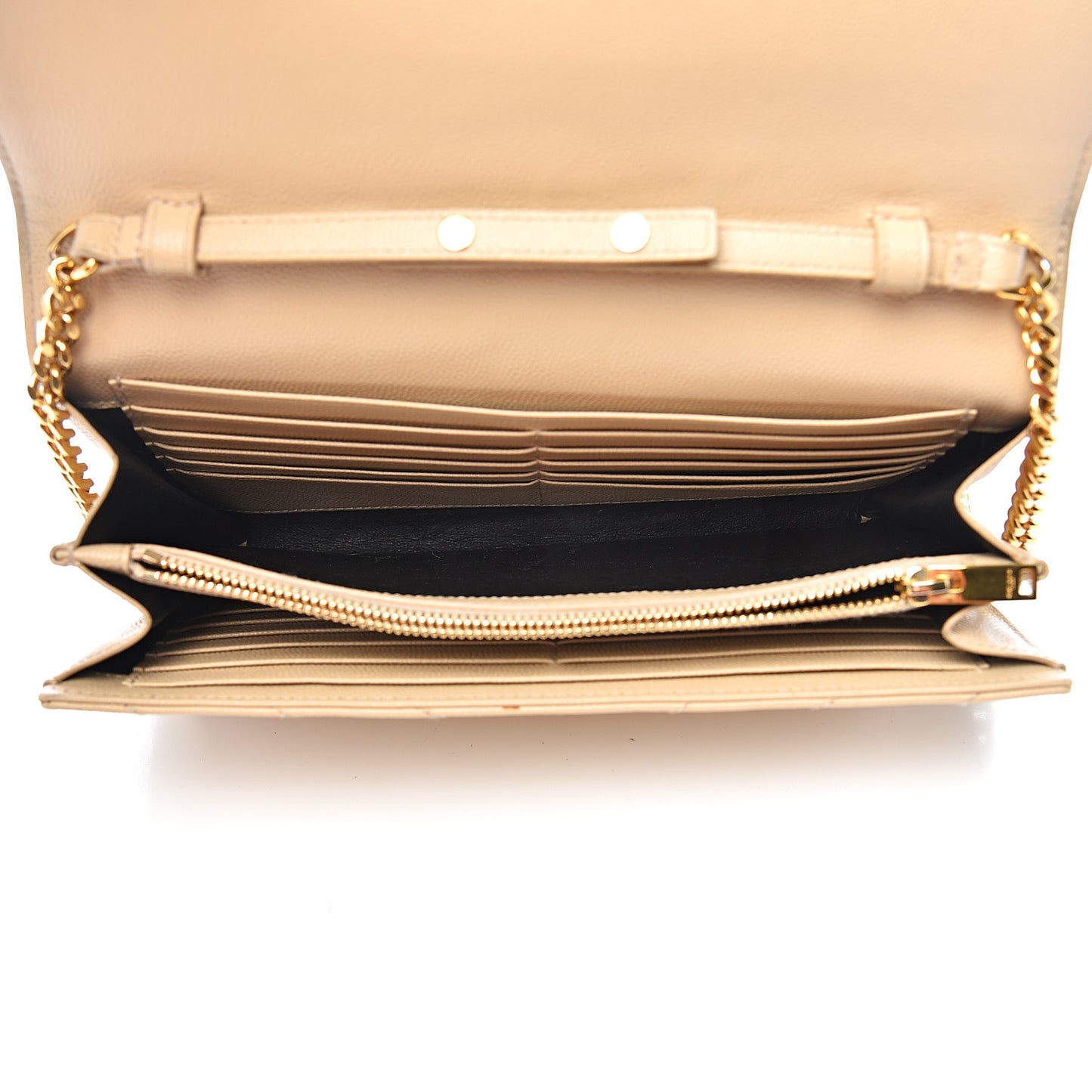 Grain De Poudre Matelasse Chevron Monogram Chain Wallet Nude Powder