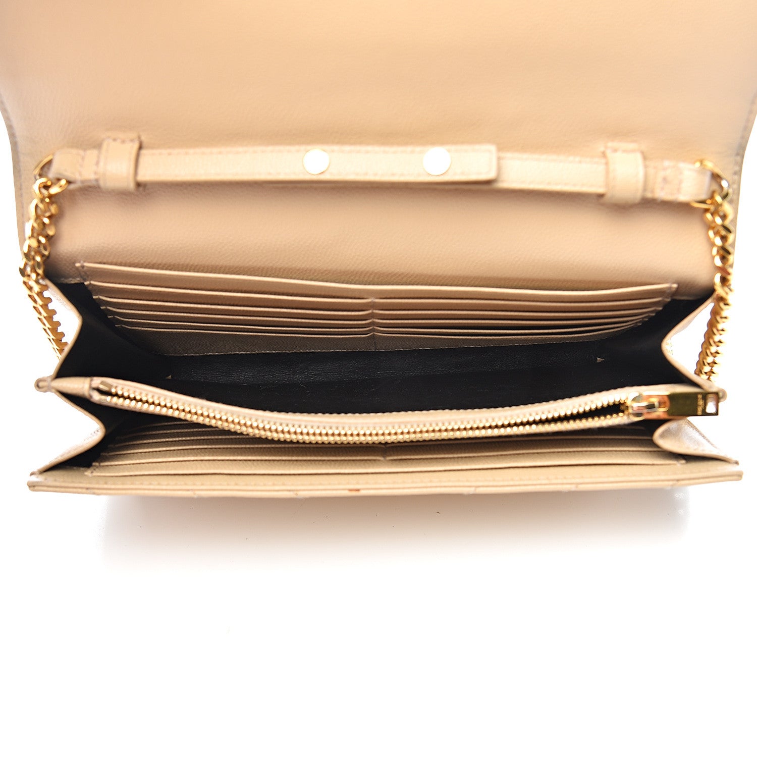 Saint Laurent Grain De Poudre Matelasse Chevron Monogram Chain Wallet Nude Powder 4 of 15