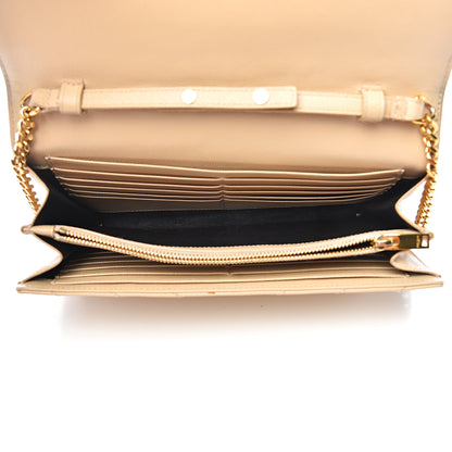 Saint Laurent Grain De Poudre Matelasse Chevron Monogram Chain Wallet Nude Powder 4 of 15