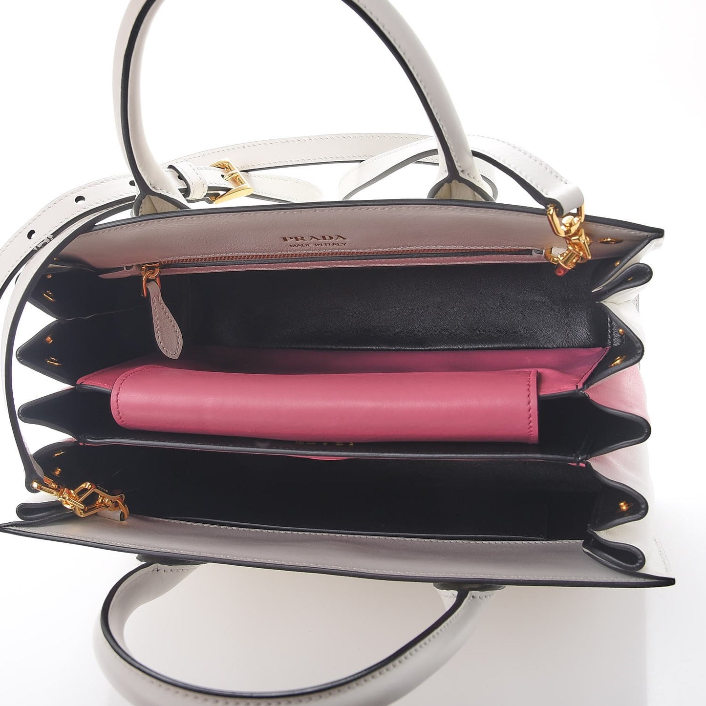 Saffiano Calfskin Bibliotheque Top Handle White Begonia