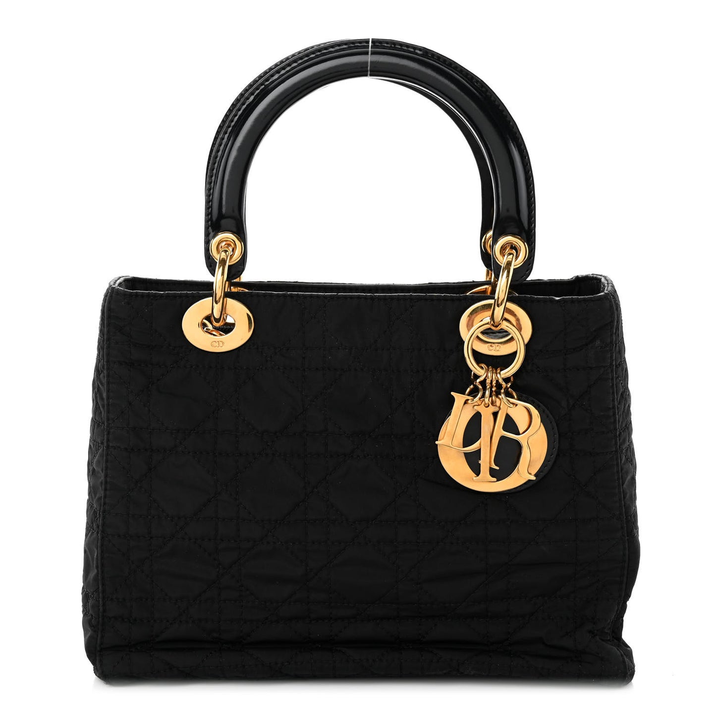 Nylon Cannage Medium Lady Dior Black