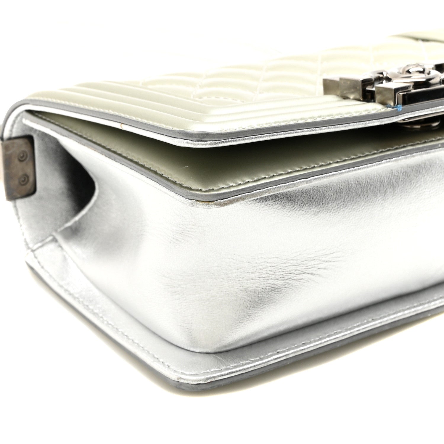 Chanel Metallic Patent Calfskin Quilted Small Boy Flap Silver 9 of 10