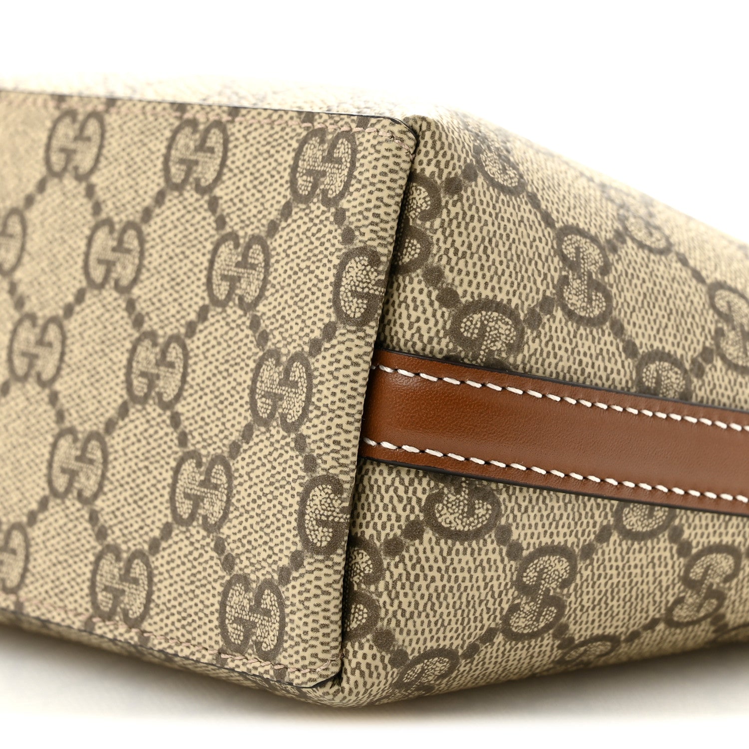 Gucci GG Supreme Monogram Emblem Nano Bucket Bag  Beige Dark Brown 10 of 11