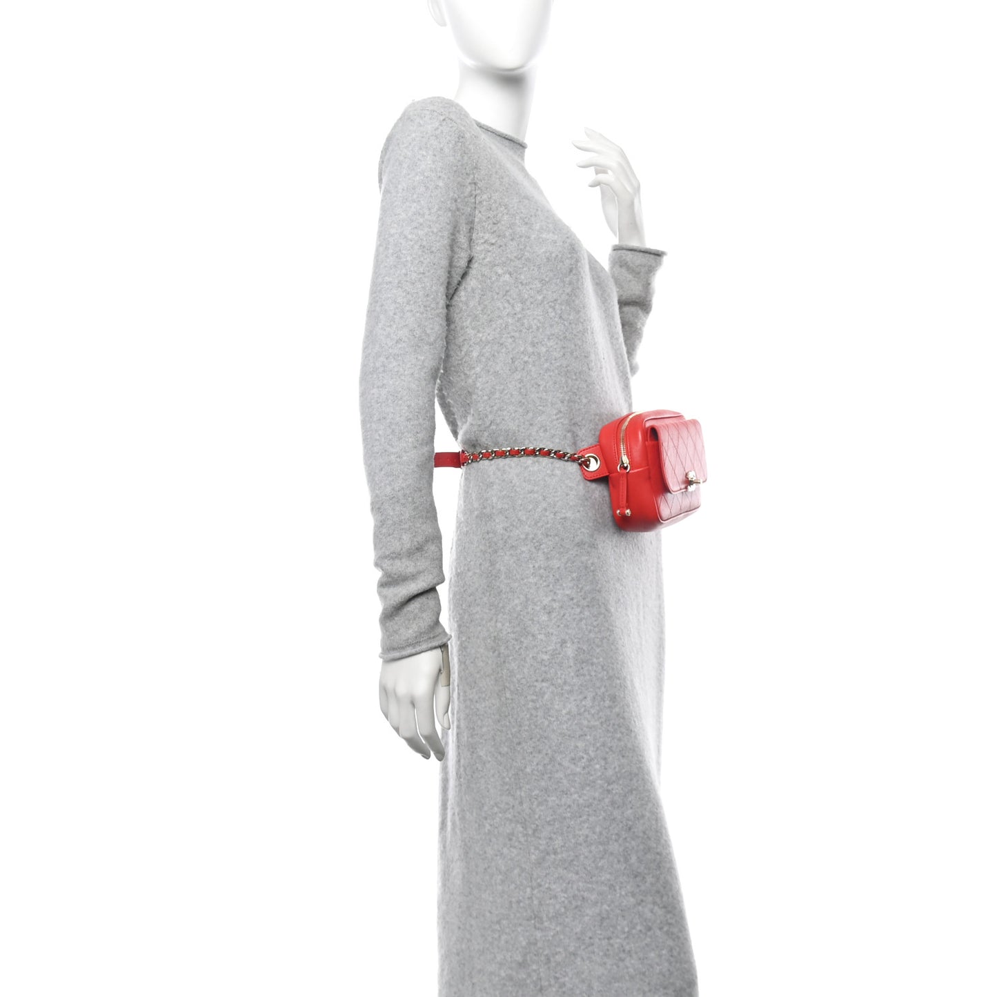 Goatksin Quilted Casual Trip Waist Belt Bag Red