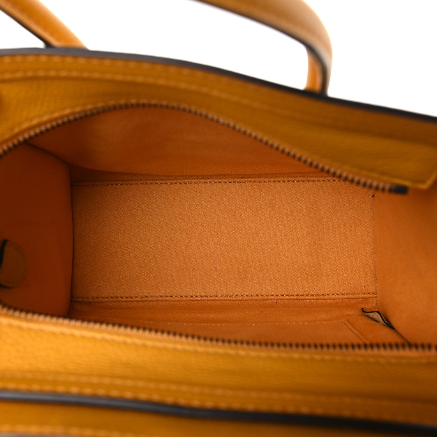 Celine Drummed Calfskin Nano Luggage Ocre 5 of 8