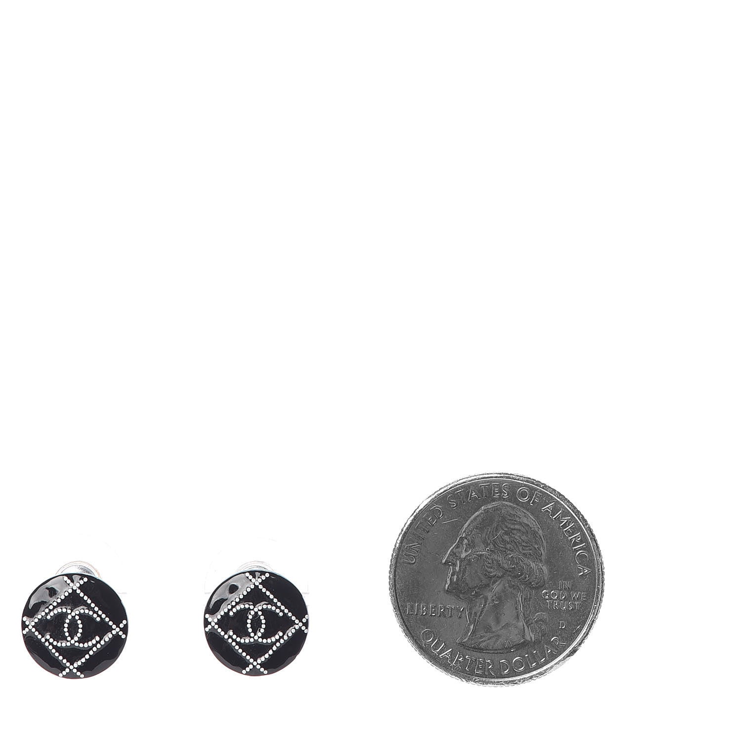 Chanel Resin Crystal CC Earrings Black 2 of 5