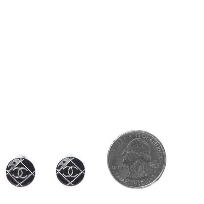 Chanel Resin Crystal CC Earrings Black 2 of 5