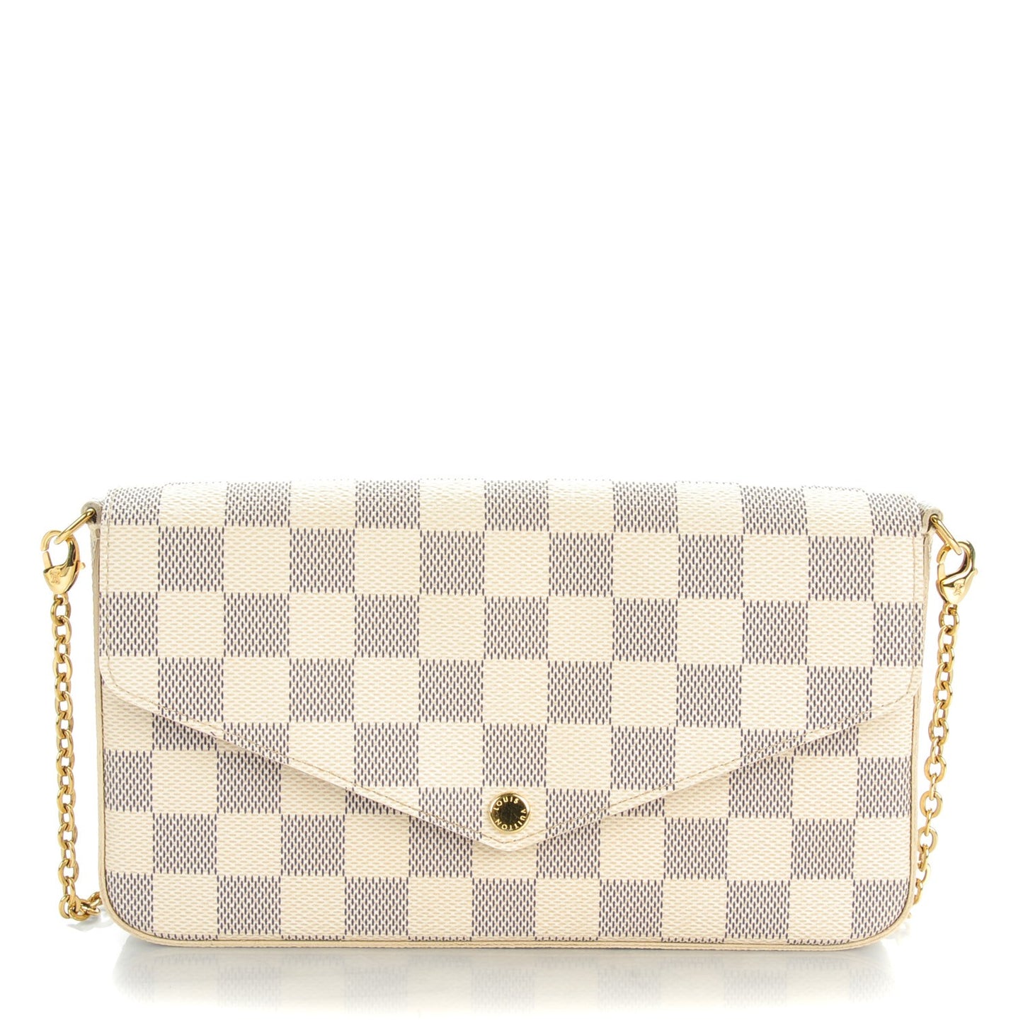 Damier Azur Pochette Felicie Chain Wallet Rose Ballerine