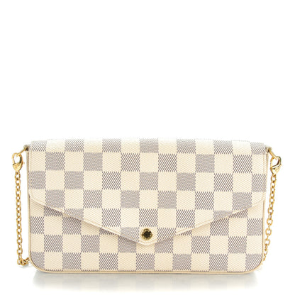 Louis Vuitton Damier Azur Pochette Felicie Chain Wallet Rose Ballerine 1 of 8