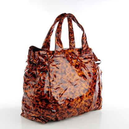 Gucci Patent Tortoise Shell Monogram Large Hysteria Tote 2 of 7