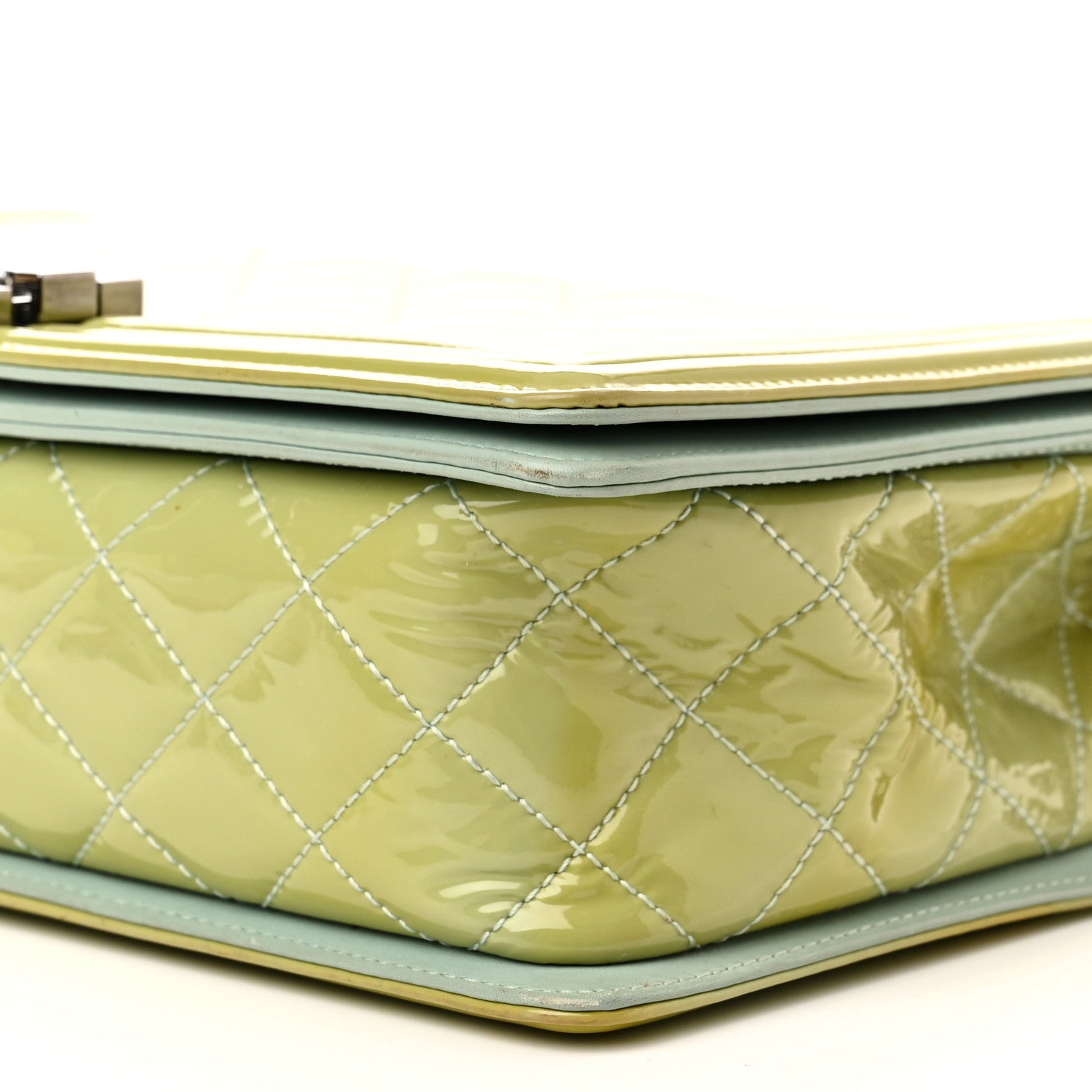 Chanel Patent Chevron Quilted New Medium Boy Flap Green 10 of 20