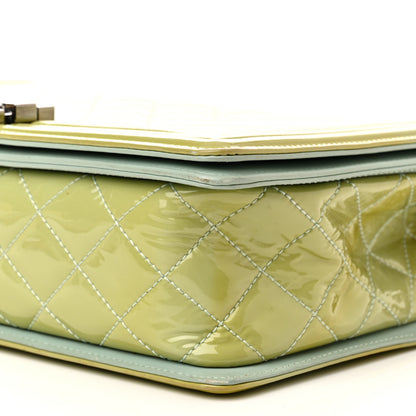 Chanel Patent Chevron Quilted New Medium Boy Flap Green 10 of 20