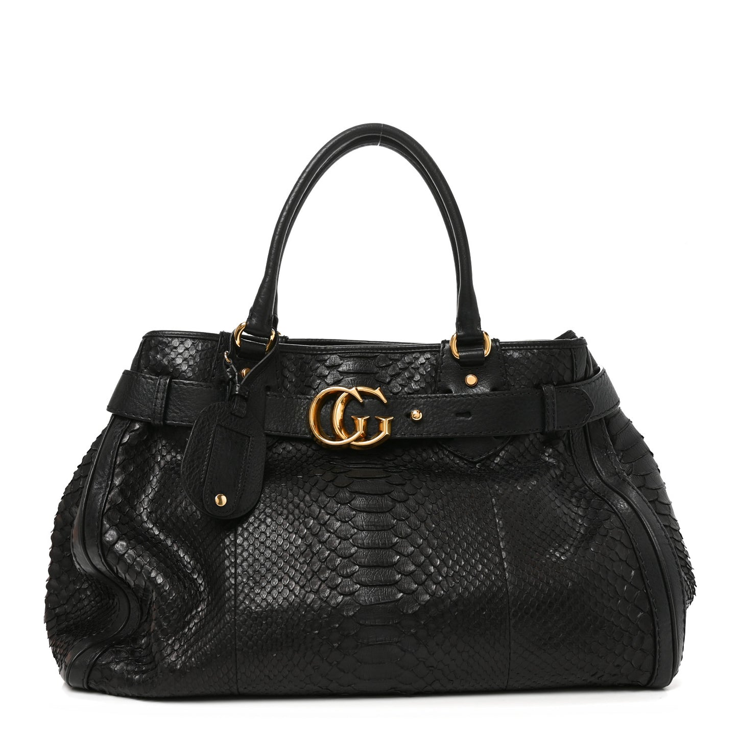 Snakeskin Large GG Running Tote Black
