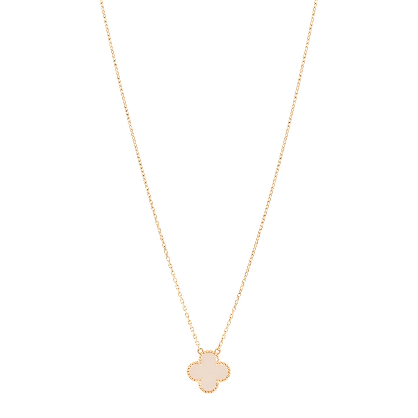 18K Yellow Gold Mother of Pearl Vintage Alhambra Pendant Necklace