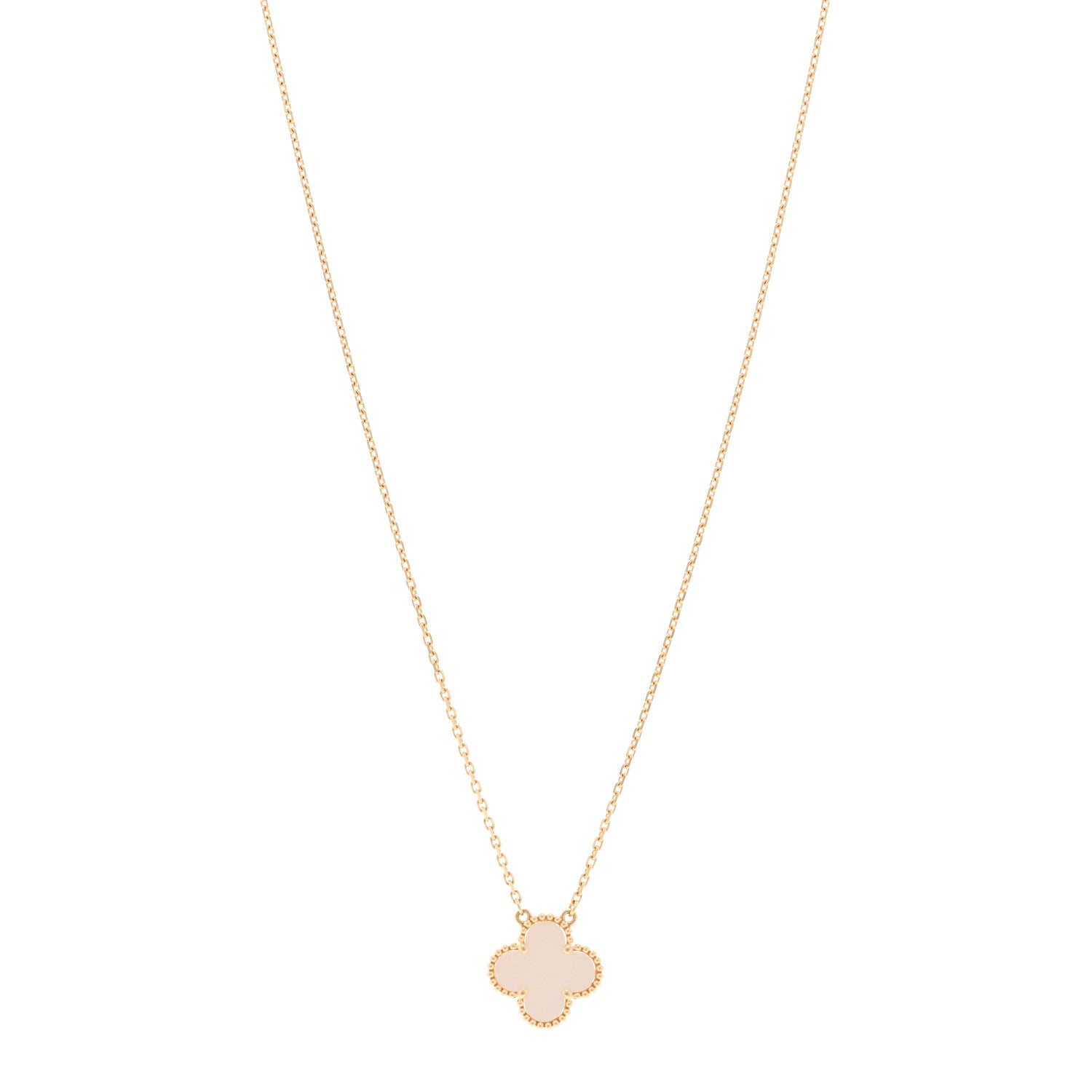Van Cleef & Arpels 18K Yellow Gold Mother of Pearl Vintage Alhambra Pendant Necklace 1 of 5