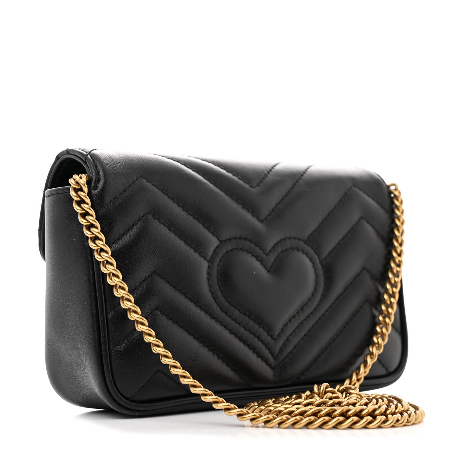 Gucci Calfskin Matelasse Super Mini GG Marmont Shoulder Bag Black 3 of 10