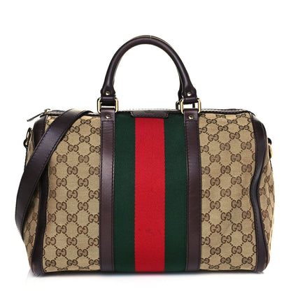 Gucci Monogram Vintage Web Medium Boston Dark Brown 1 of 14