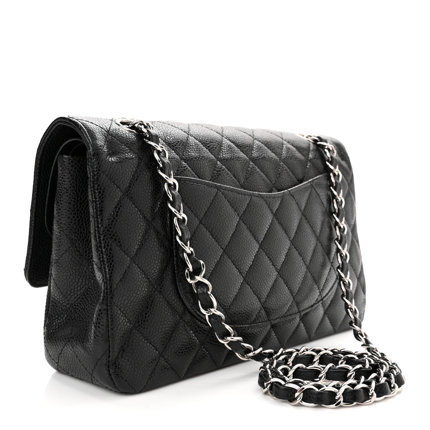 Caviar Quilted Medium Double Flap Black