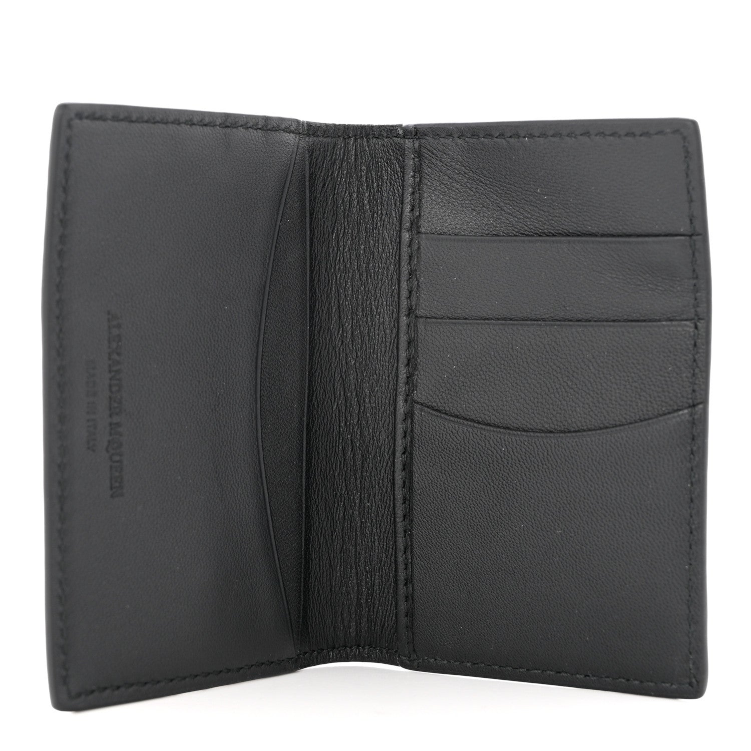 Alexander McQueen Metallic Calfskin Skull Bi Fold Card Holder Gold 5 of 7