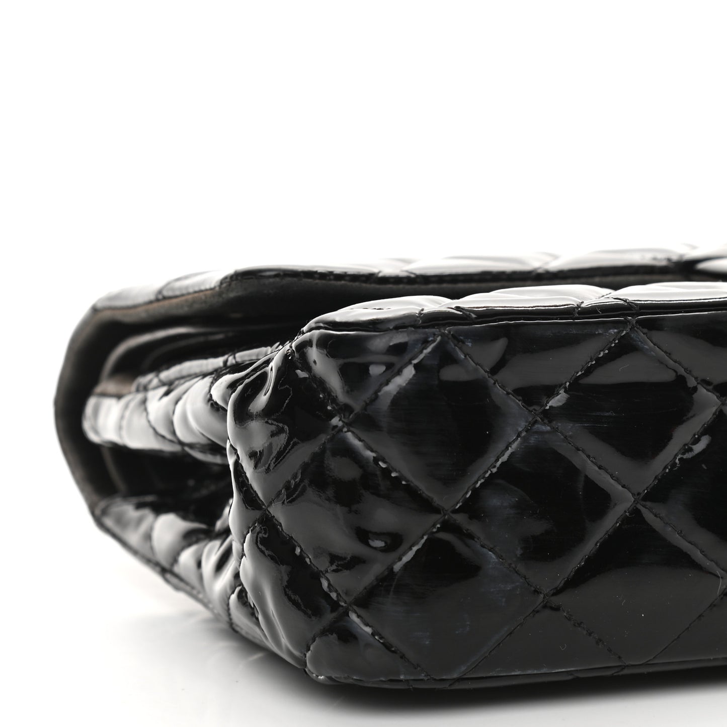 Patent Quilted Medium Double Flap Black