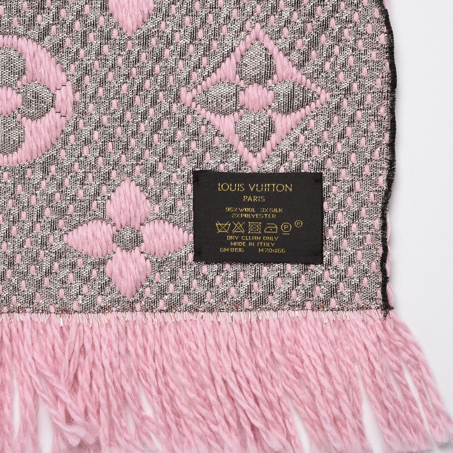 Louis Vuitton Wool Silk Logomania Shine Scarf Pink 4 of 4