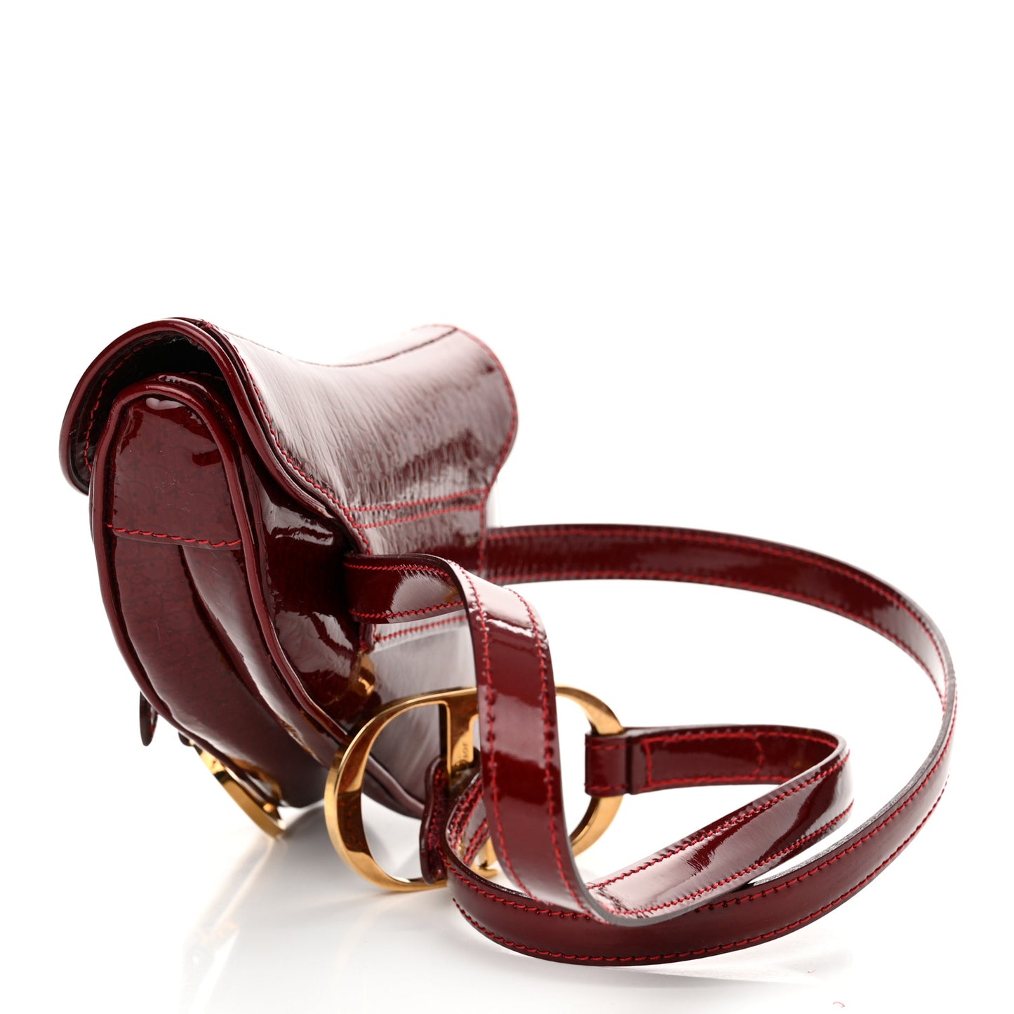 Patent Diorissimo Saddle Belt Bag Dark Red