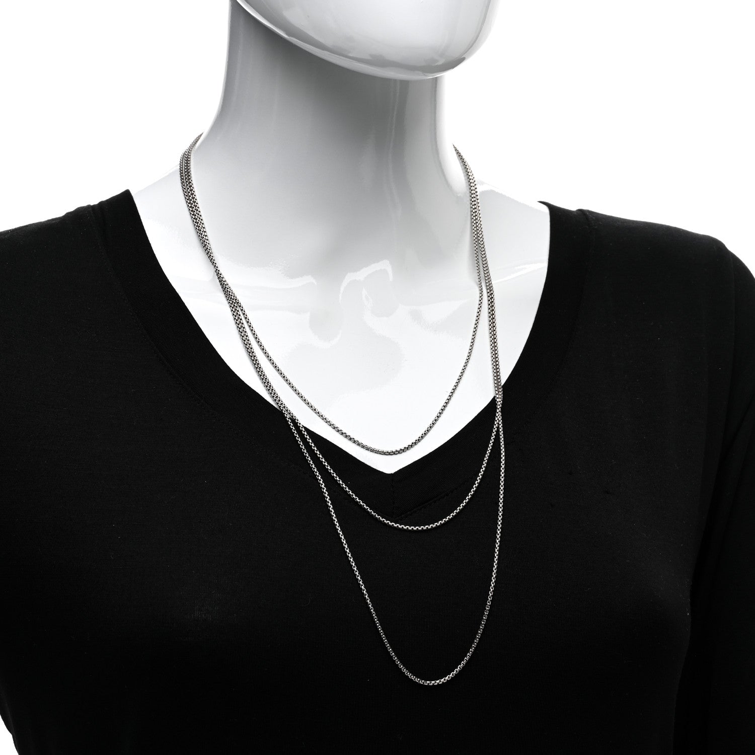 David Yurman Sterling Silver 14K Yellow Gold 1.7mm Box Chain Necklace 72" 2 of 4