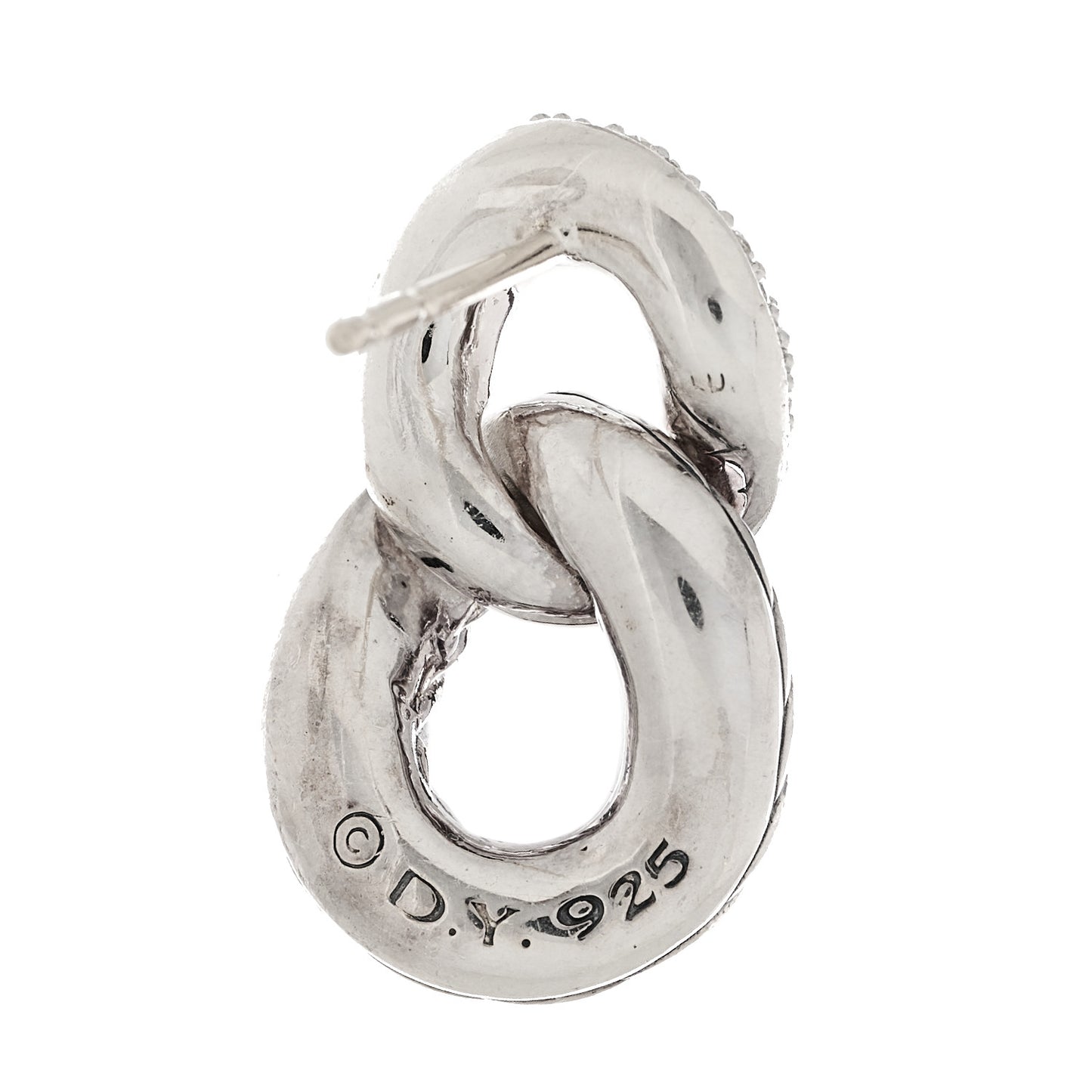 Sterling Silver Diamond Belmont Curb Link Drop Earrings