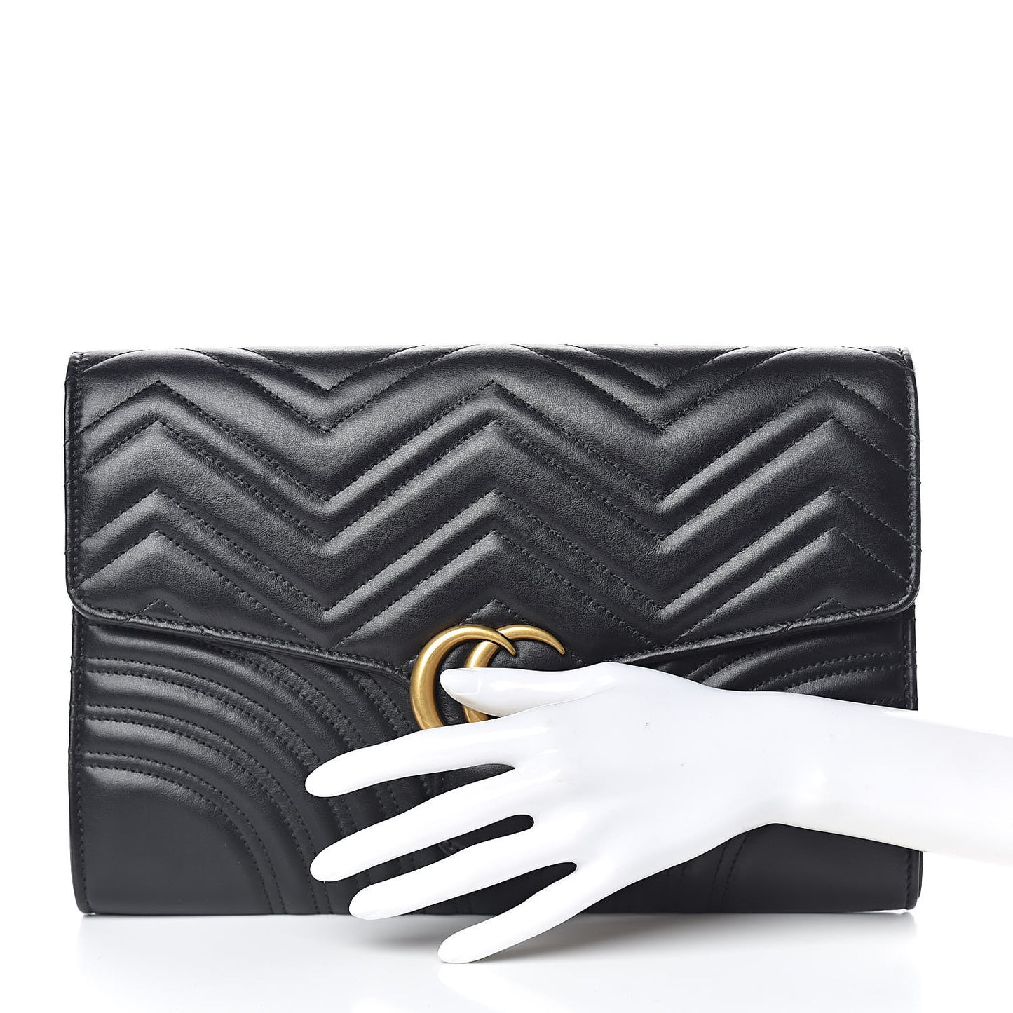 Calfskin Matelasse GG Marmont Clutch Black