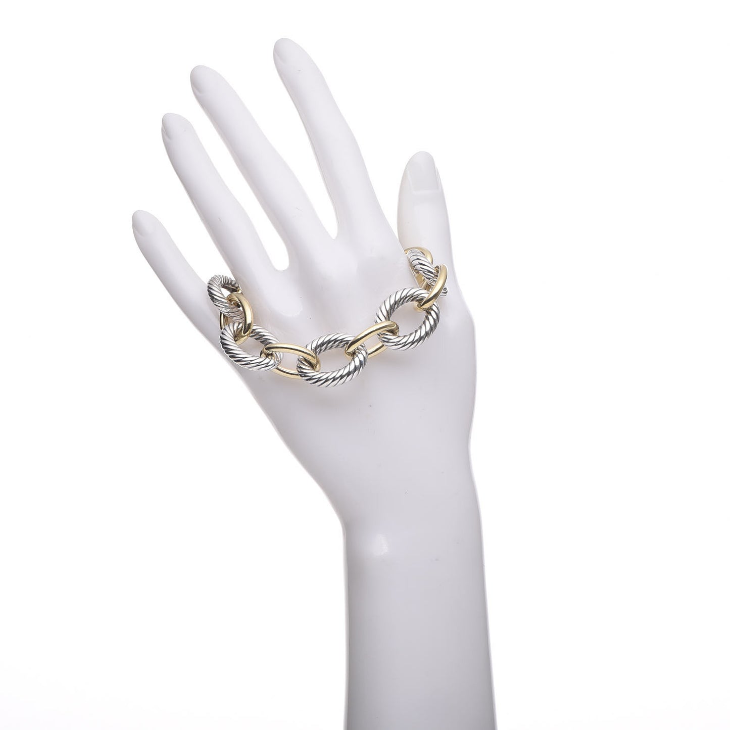 Sterling Silver 18K Yellow Gold 12mm Large Oval Link Bracelet