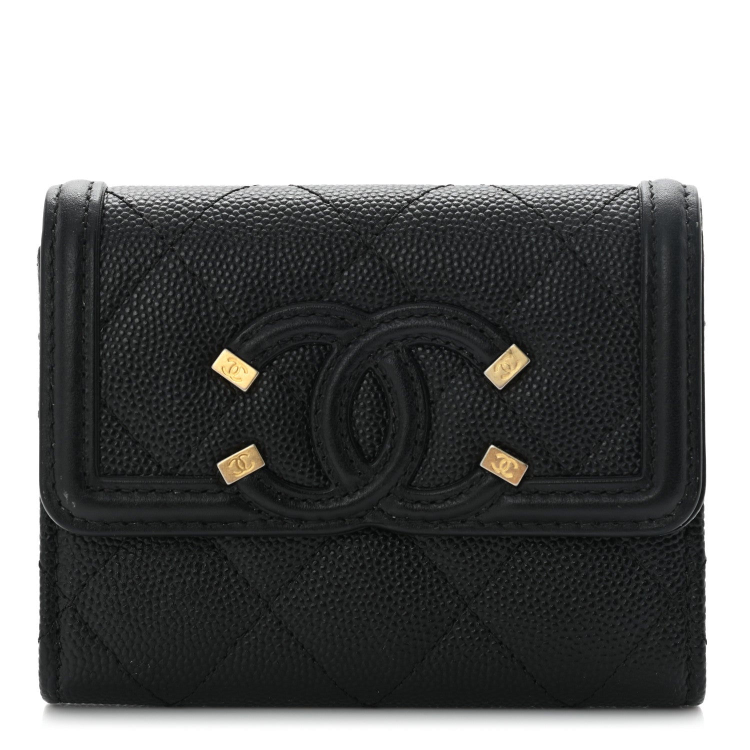 Chanel Caviar Quilted Medium Filigree Flap Wallet Black 1 of 10