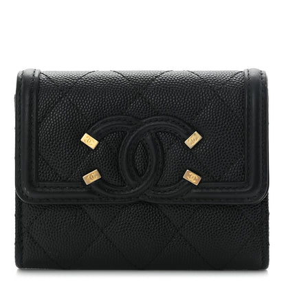 Chanel Caviar Quilted Medium Filigree Flap Wallet Black 1 of 10