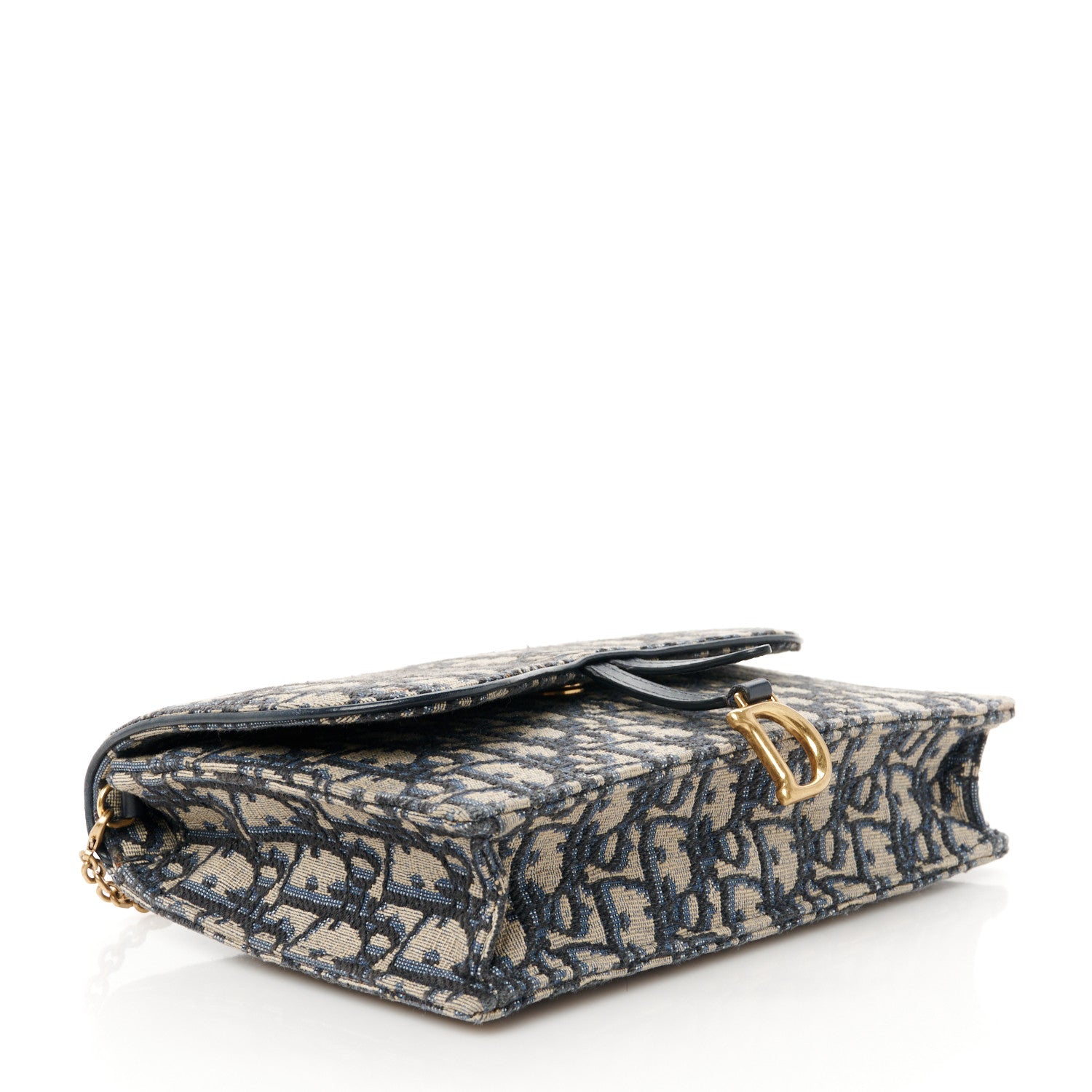 Christian Dior Oblique Saddle Chain Pouch Blue 4 of 9