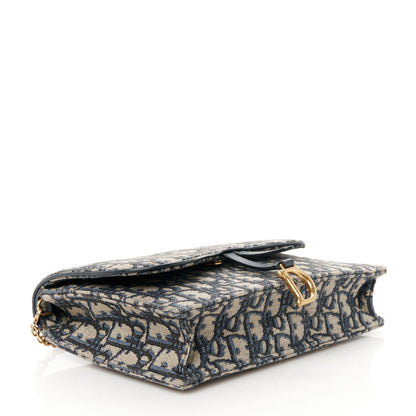 Christian Dior Oblique Saddle Chain Pouch Blue 4 of 9