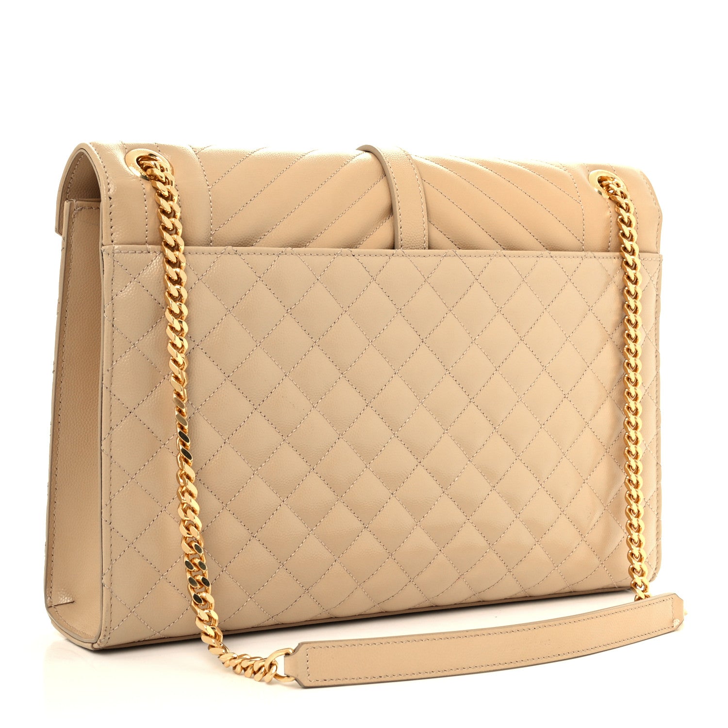 Saint Laurent Grain De Poudre Mixed Matelasse Large Triquilt Monogram Satchel Nude Powder 3 of 11