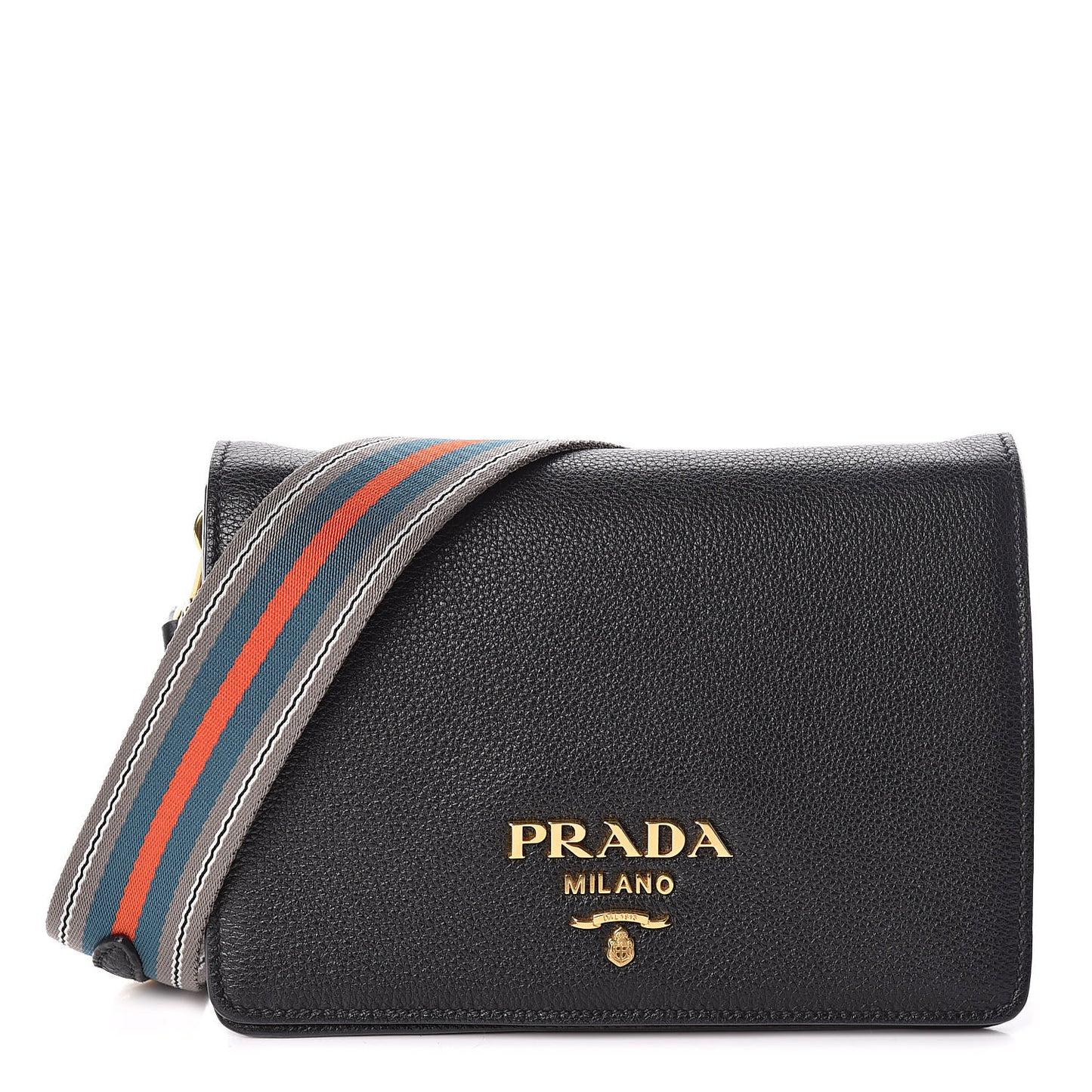 Vitello Daino Flap Crossbody Black