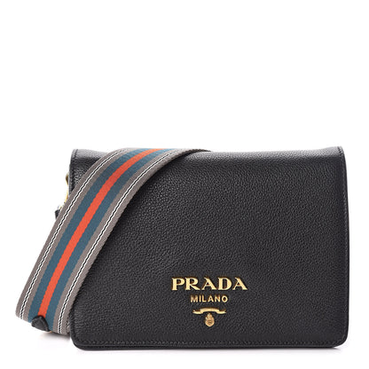 Prada Vitello Daino Flap Crossbody Black 1 of 11