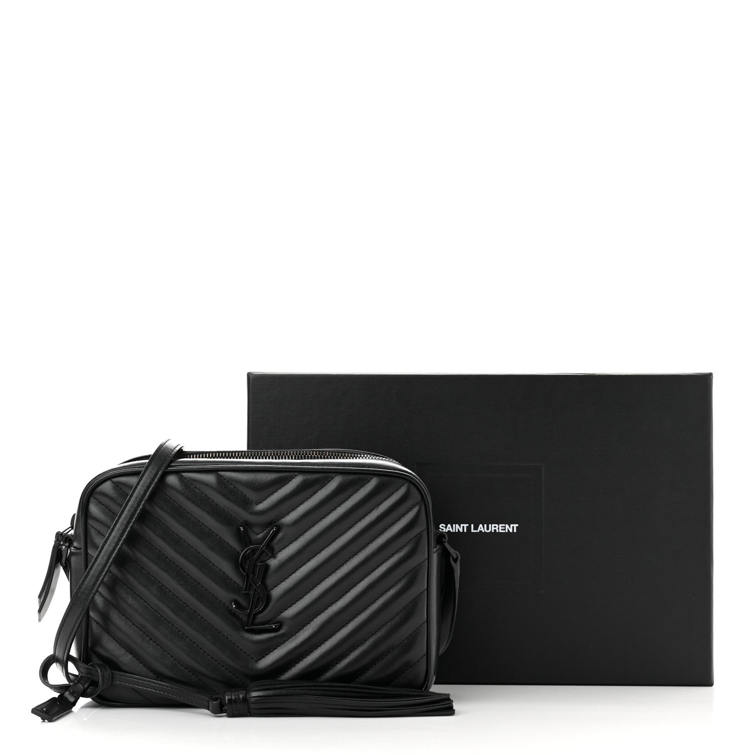 Saint Laurent Calfskin Matelasse Monogram Monochrome Lou Camera Bag Black 12 of 12