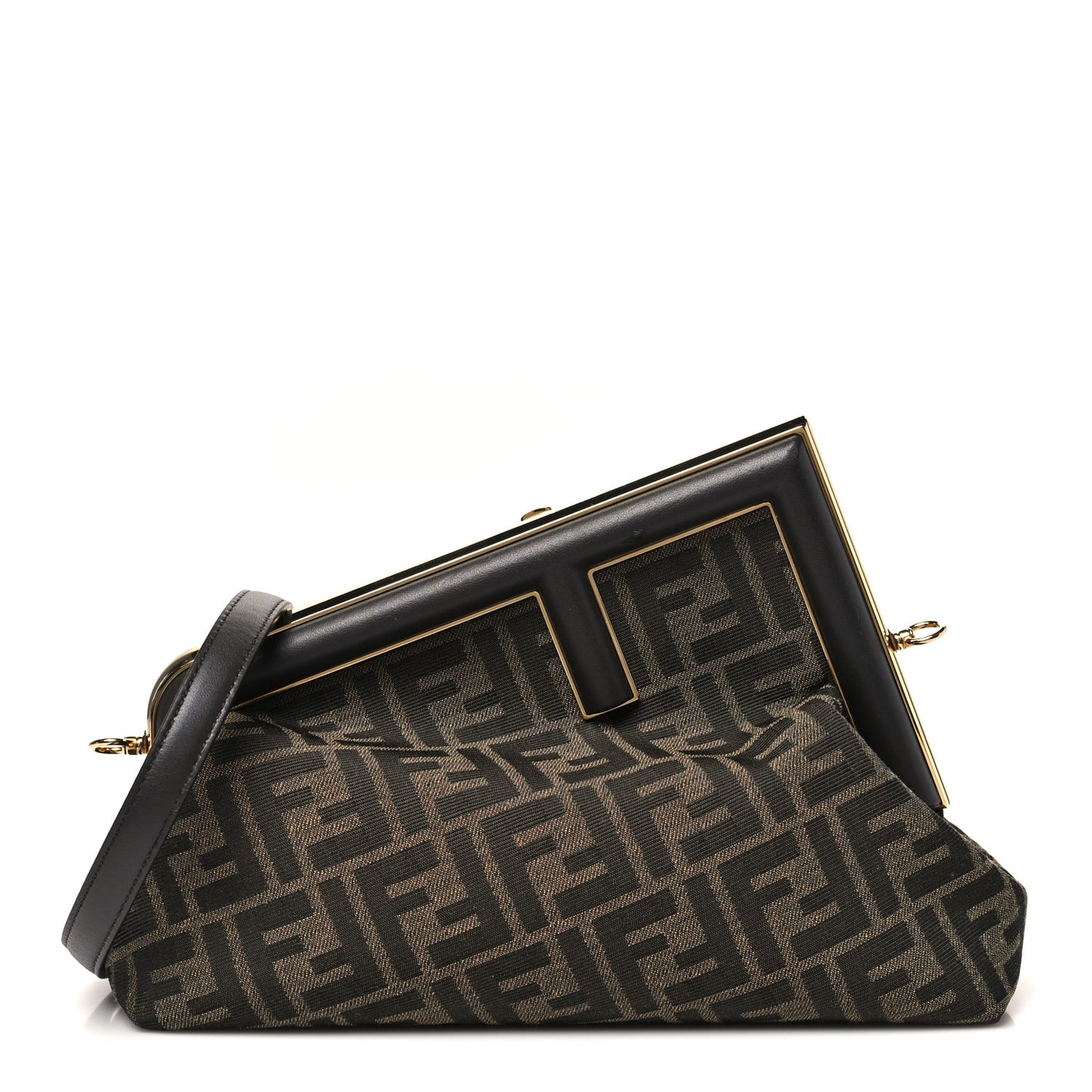 Shiny Nappa Fabric Jacquard FF 1974 Midi Fendi Tobacco Moro Ebano