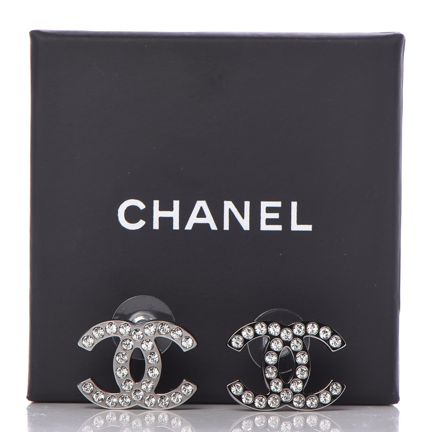 Chanel Ruthenium Crystal CC Earrings 5 of 5
