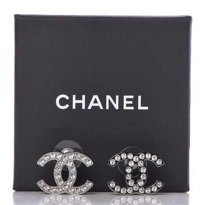 Chanel Ruthenium Crystal CC Earrings 5 of 5
