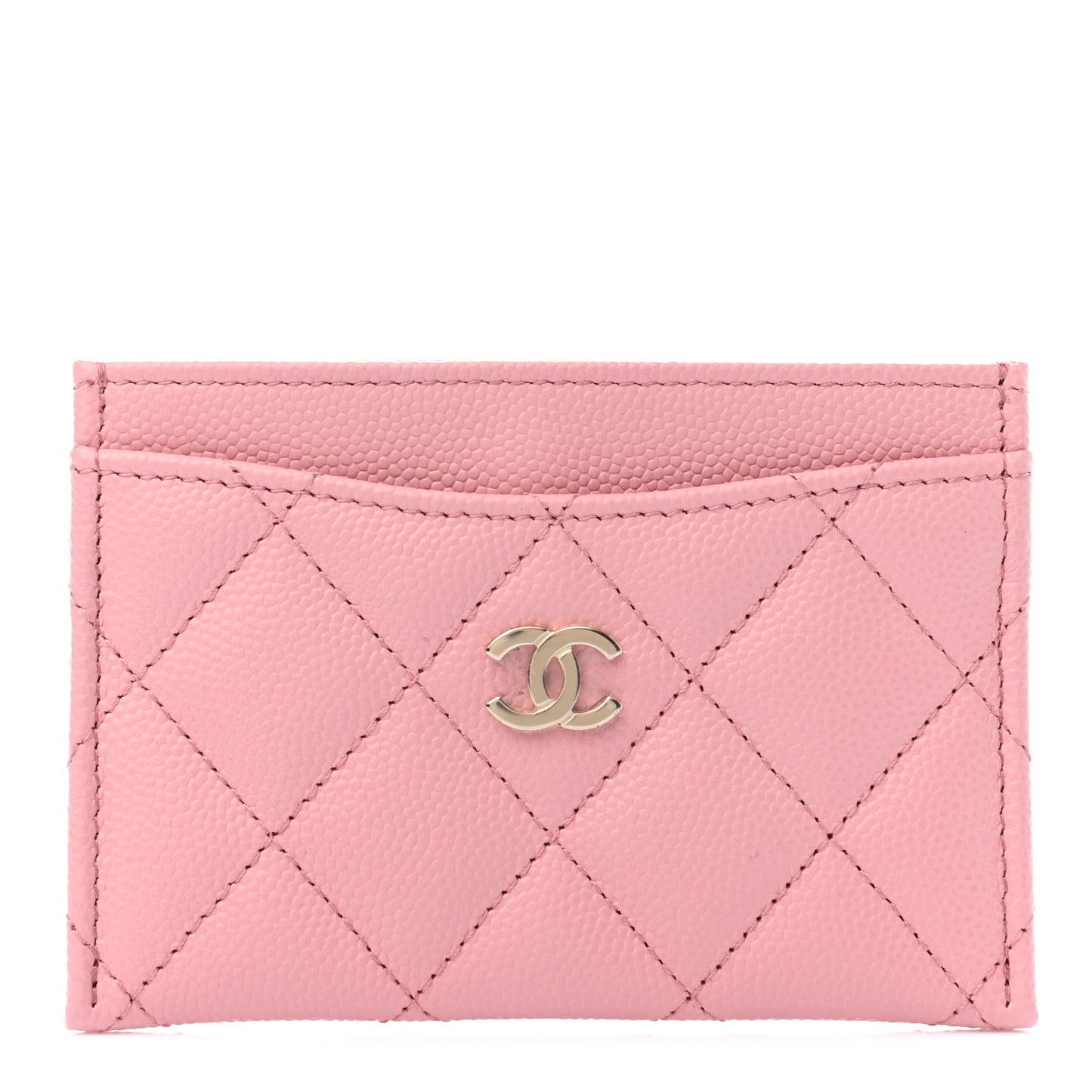 Caviar Quilted Card Holder Pink