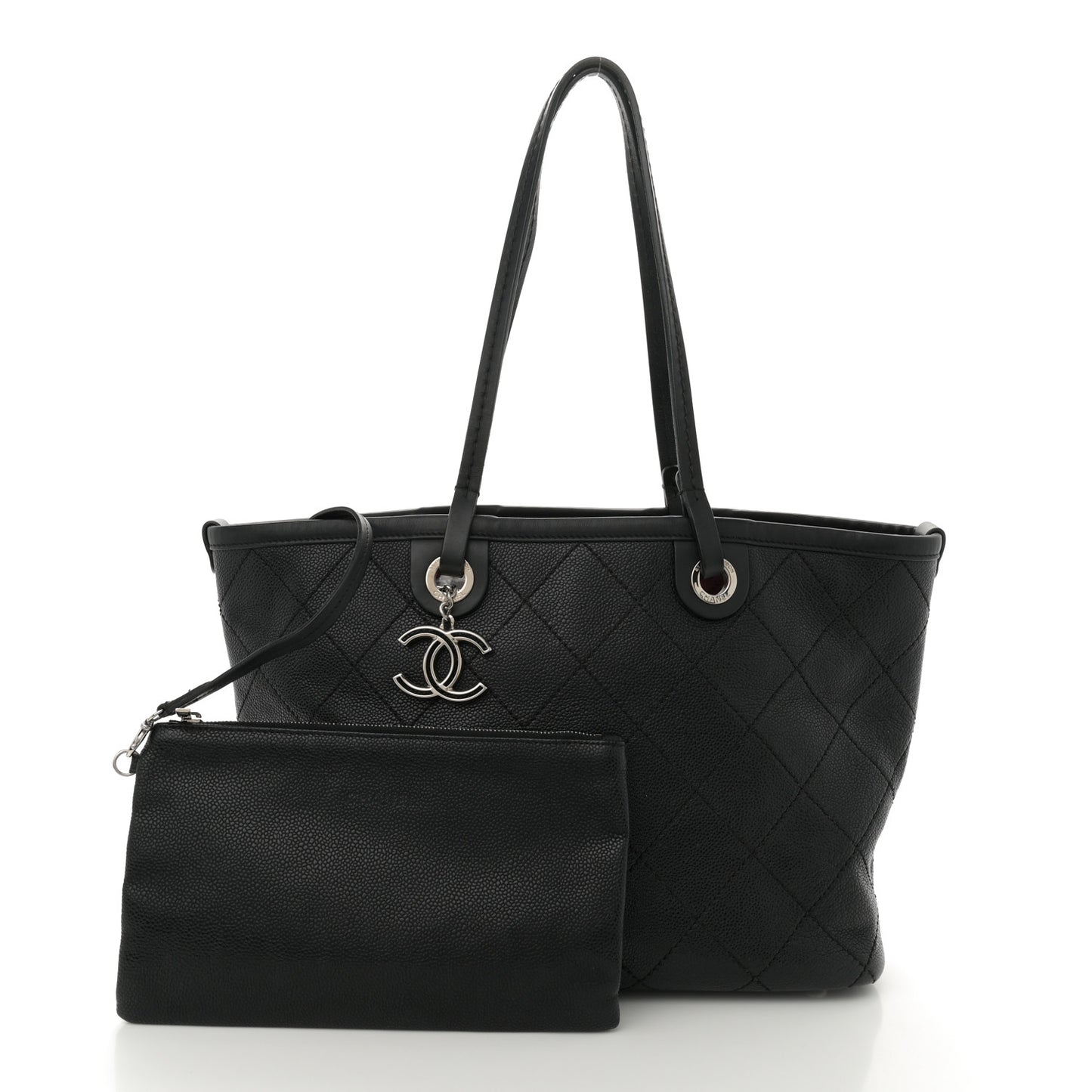 Grained Calfskin Shopping Fever Tote Black