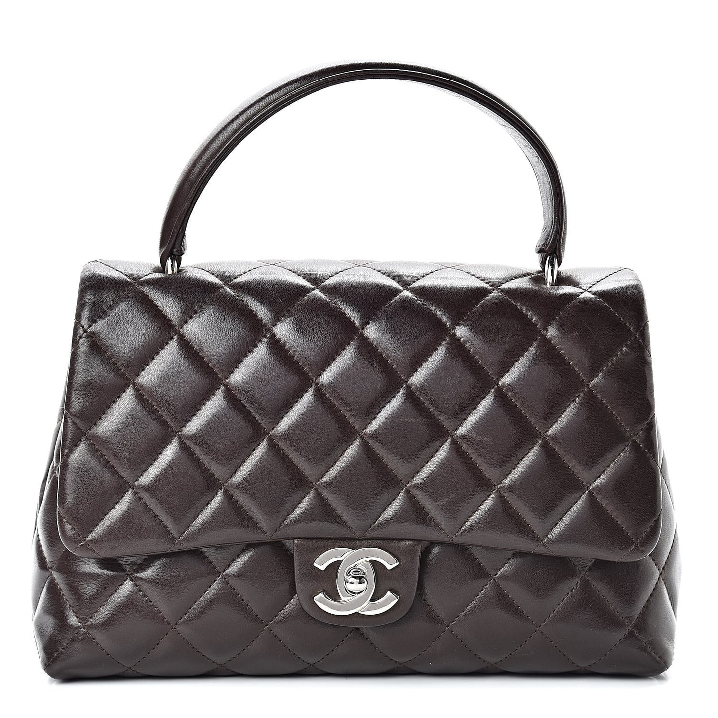 Lambskin Quilted Medium Kelly Flap Brown